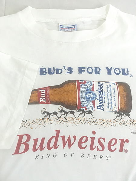 古着 90s USA製 Budweiser バドワイザー ビール アリ 企業 Tシャツ L