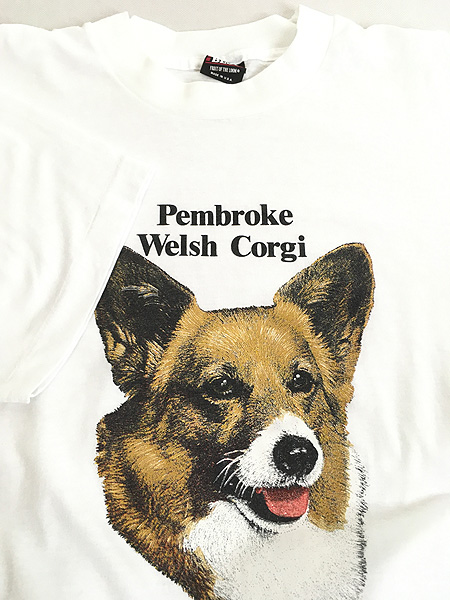 古着 80s USA製 犬 コーギー アニマル Tシャツ L 古着 - 古着 通販