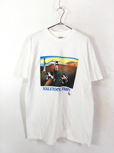 サルバドールダリ 記憶の固執 Tシャツ 90s前身頃ペンキ跡背面にピンホール