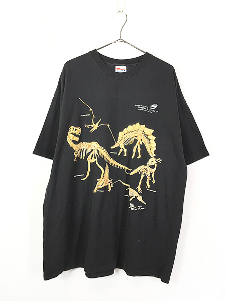 USA製 骨格標本 両面プリントTシャツ 恐竜 動物 博物館 90s ビンテージ