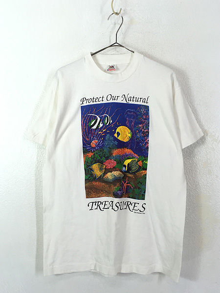 古着 90s USA製 Human-i-Tees 熱帯魚 おさかな Tシャツ L 古着【10off 