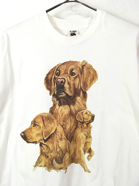 古着 90s 犬 ゴールデン レトリーバー リアル グラフィック Tシャツ XL