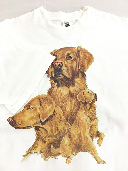 古着 90s 犬 ゴールデン レトリーバー リアル グラフィック Tシャツ XL ...