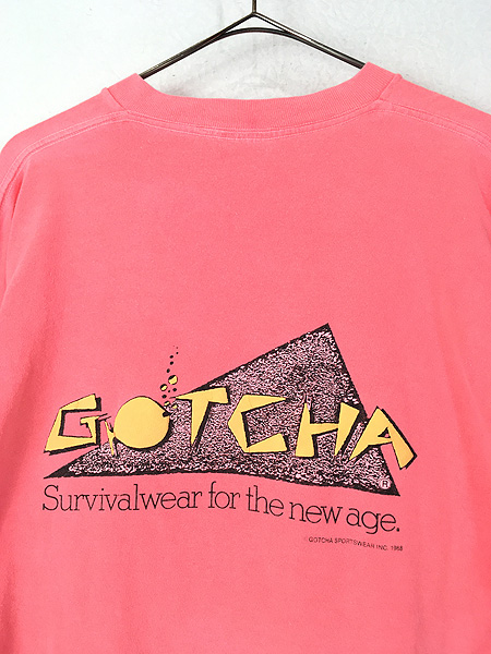 古着 80s USA製 gotcha 発泡 グラフィック オールド 蛍光 サーフ T