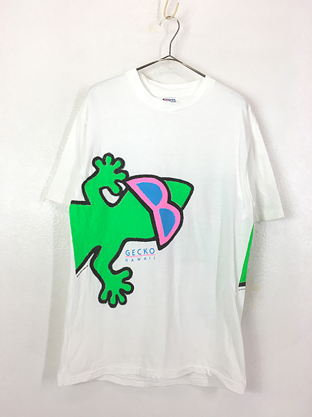 古着 80s USA製 GECKO HAWAII トカゲ グラフィック オールド サーフ T