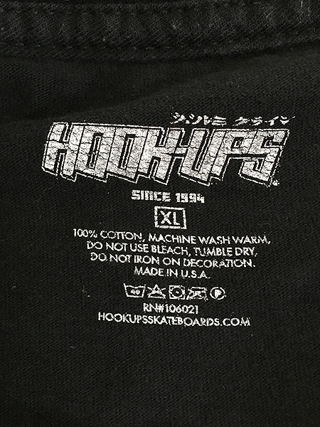 古着 USA製 HOOK-UPS フック アップス メイド アニメ スケート Tシャツ