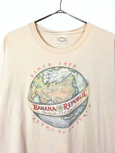 古着 80s USA製 BANANA REPUBLIC 「SAFARI&TRAVEL」 地球 トラベル T