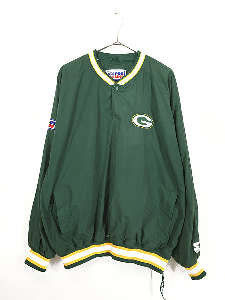販売のものです 古着 90s NFL パッカーズ ナイロン プルオーバー グリーン ジャケット⑪ ナイロンジャケット