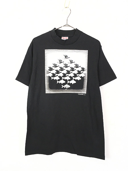 エッシャー Escher 騙し絵 ©︎1989 Tシャツ ビンテージ | www