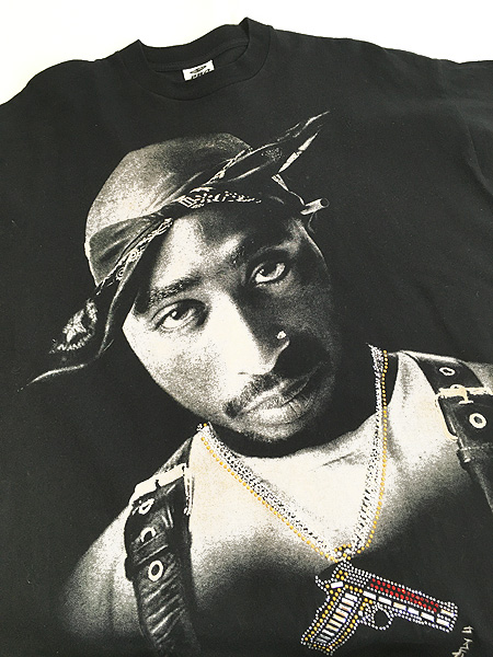 ファッション2PAC ラインストーン フォト プリント Tシャツ Usa製 2XL 90s