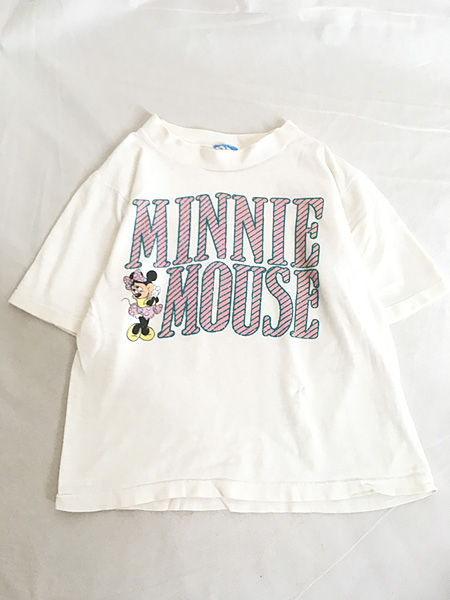 [1] キッズ 古着 90s USA製 Disney ミニー MINNIE MOUSE 発泡 プリント Tシャツ 6歳位 古着