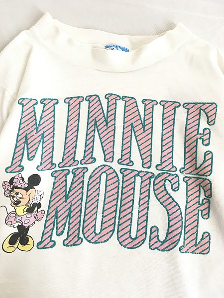 キッズ 古着 90s USA製 Disney ミニー MINNIE MOUSE 発泡 プリント Tシャツ 6歳位 古着