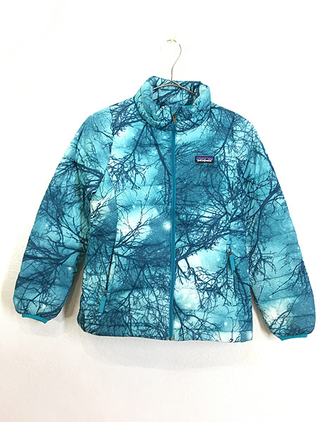 キッズ 古着 16s Patagonia リアルツリー 総柄 軽量 ダウン ジャケット