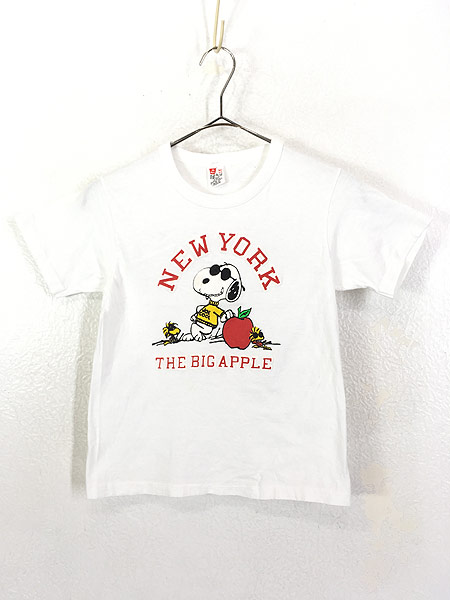 キッズ 古着 80s USA製 Snoopy スヌーピー 「NEW YORK THE BIG APPLE」 キャラクター Tシャツ M 7歳位  古着【10off】 - 古着 通販 ヴィンテージ　古着屋 Dracaena ドラセナ