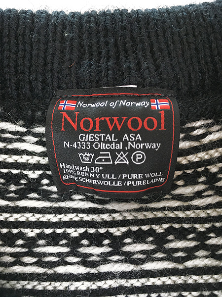 [6] キッズ 古着 Norway製 Norwool チロリアン ローゲージ ノルディック ウール ニット セーター 8歳位 古着