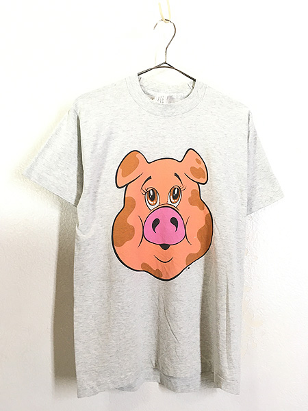 レディース 古着 00s USA製 豚 ぶた アニマル BIG プリント Tシャツ M