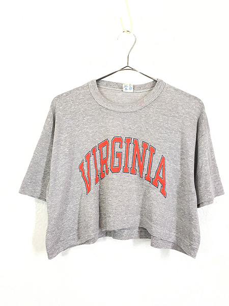 レディース 古着 80s USA製 Champion 「VIRGINIA」 アーチ カレッジ ショート丈 Tシャツ XL 古着【30off】 - 古着  通販 ヴィンテージ　古着屋 Dracaena ドラセナ