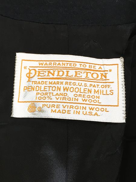 レディース 古着 70s USA製 Pendleton ダブルブレスト ウール ロング コート 黒 M位 古着