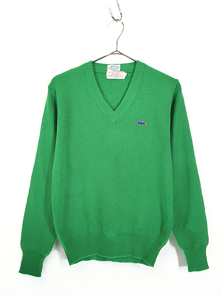 レディース 古着 70s IZOD LACOSTE ワニ ワッペン アクリル Vネック 