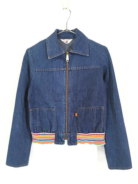 レディース 古着 70s Levi's レインボー ボーダー リブ フルジップ