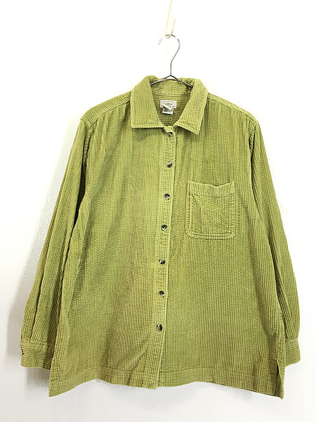 【USED】L.L.Bean 長袖コーデュロイシャツ 黄緑