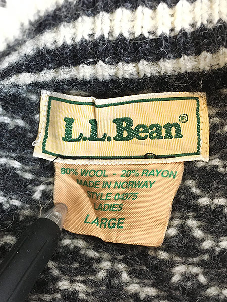 レディース 古着 80s ノルウェー製 LL Bean バーズアイ ヘビー ウール