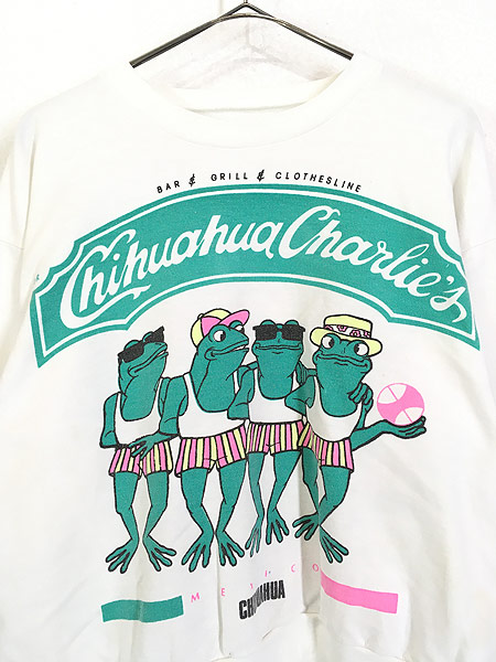 レディース 古着 80s Chihuahua Charlie's カエル 夏 サマー プリント ...