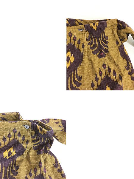 [8] レディース 古着 60-70s アフリカン バティック 総柄 平織り ヘビー ワイド パンツ L位 古着
