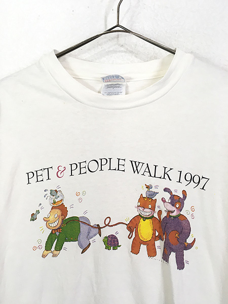 [2]  レディース 古着 90s USA製 「PET＆PEOPLE WALK 1997」 人間  動物 イベント Tシャツ S 古着【10off】