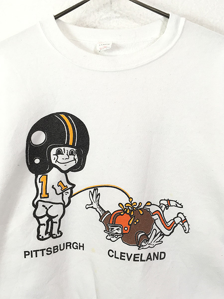 レディース 古着 80s USA製 PITTSBURGH×CLEVELAND 「Piss」 アメフト