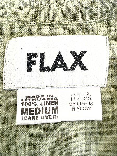 [6] レディース 古着 FLAX ナチュラル 麻 リネン オープンカラー シャツ 半袖 M 古着