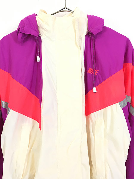 レディース 古着 90s NIKE クレイジー ネオン リフレクター フーデット