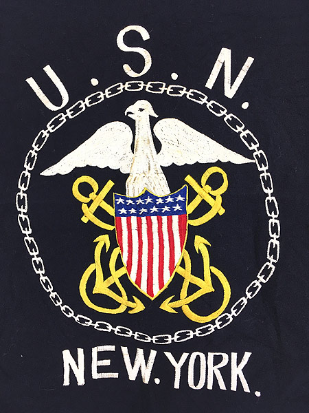 [4] レディース 古着 60s 米軍 USN 「NEW YORK.」 豪華 刺しゅう ウール スーベニア ジャケット M位 古着