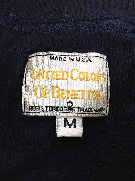 [5] レディース 古着 90s USA製 「BENETTON!」 ベネトン 企業 ネオンカラー プリント Tシャツ M 古着