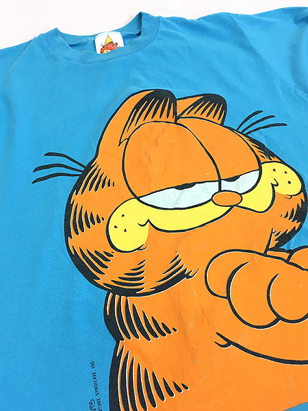 レディース 古着 80s USA製 Garfield ガーフィールド キャラクター ロング Tシャツ カットソー L 古着