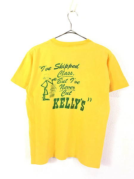 [3] レディース 古着 80s Kelly's 「HEROES 1981」 フード ショップ ピンクパンサー 両面 染み込み Tシャツ S 古着