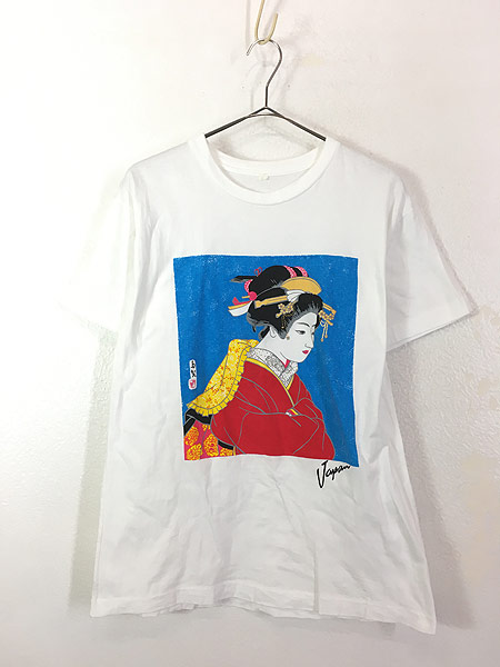 レディース 古着 80s 「Japan」 舞妓 芸妓 芸者 逆輸入 浮世絵 Tシャツ