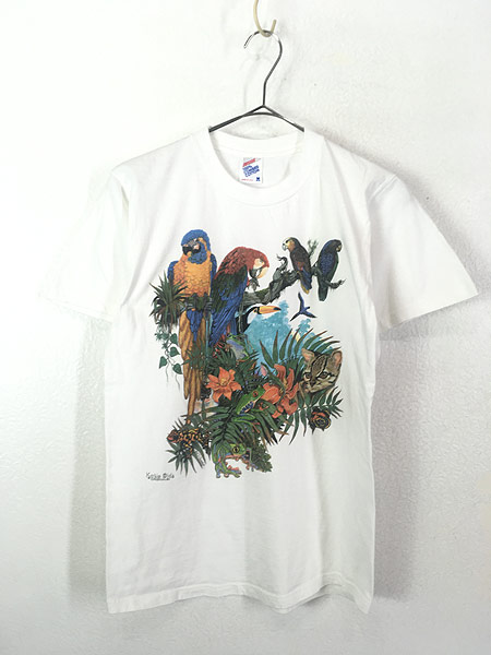 新品即決 90s USA製 アニマル 動物 鳥 ビッグプリント vintage Tシャツ 