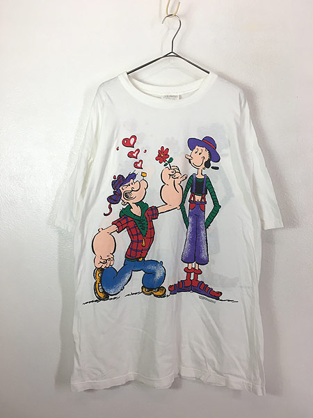 レディース 古着 90s POPEYE ポパイ＆オリーブ ラブラブ キャラクター 