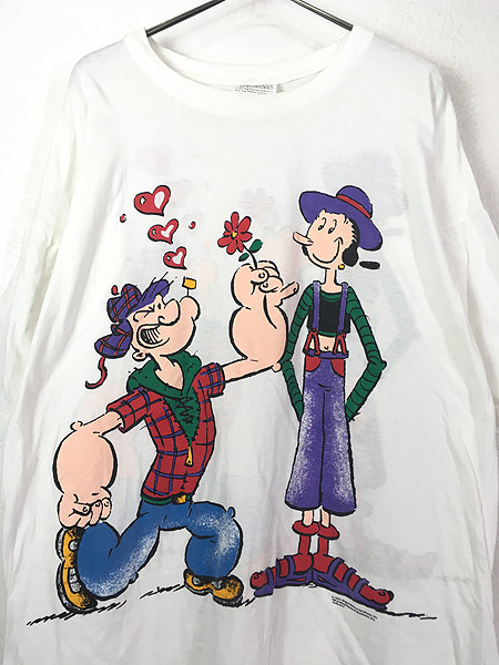 レディース 古着 90s POPEYE ポパイ＆オリーブ ラブラブ キャラクター