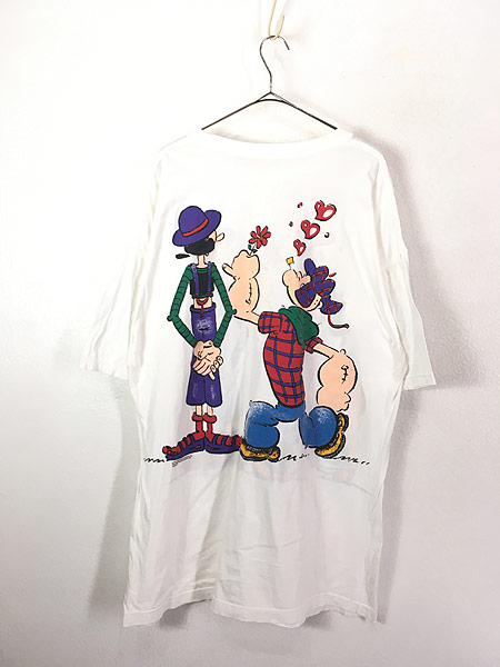 レディース 古着 90s POPEYE ポパイ＆オリーブ ラブラブ キャラクター Tシャツ ワンピース ひざ丈 XL位 古着【30off】 - 古着  通販 ヴィンテージ 古着屋 Dracaena ドラセナ