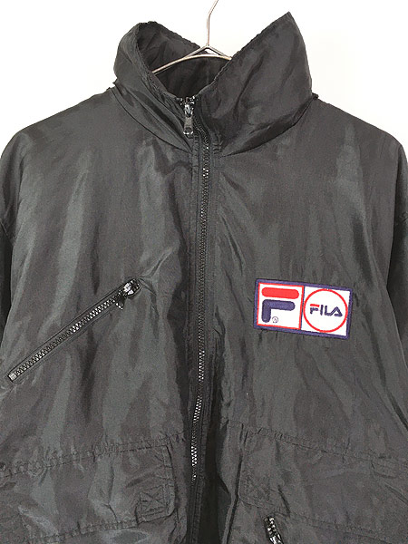FILA ナイロンジャケット トリコカラー マウンテンパーカー 刺繍でかロゴ L