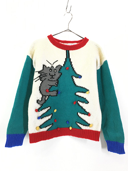 レディース 古着 80s 猫 ねこちゃん クリスマス ツリー オーナメント