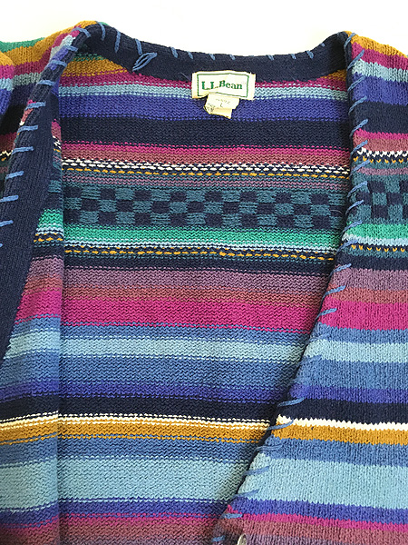 レディース 古着 80s LL Bean カラフル マルチ ボーダー コットン