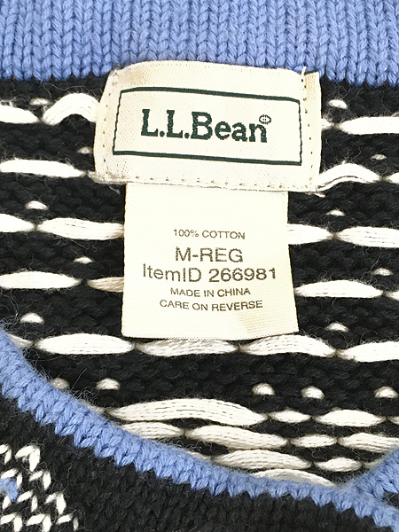 レディース 古着 LL Bean ノルディック 総柄 コンチョボタン コットン ニット カーディガン M 古着【10off】 - 古着 通販  ヴィンテージ　古着屋 Dracaena ドラセナ