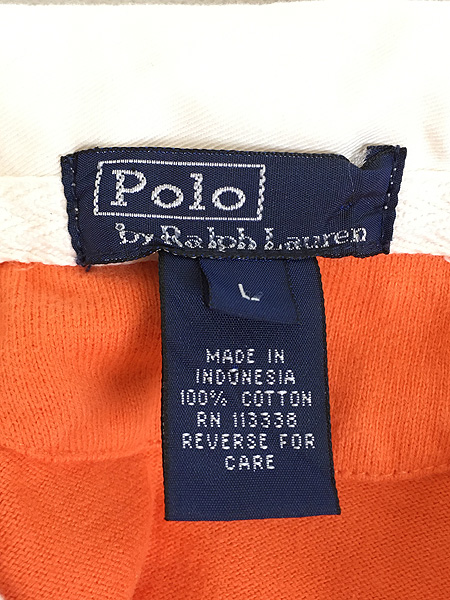 [8] レディース 古着 90s USA製 Polo Ralph Lauren ワンポイント 刺しゅう ラガー ラグビー シャツ L 古着