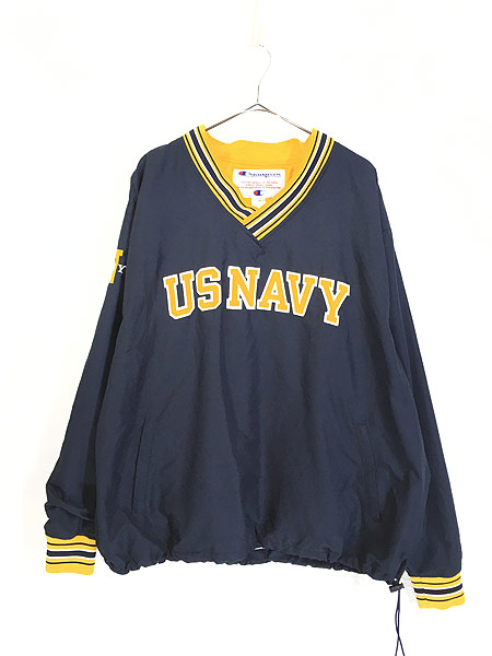 古着 Champion 「US NAVY」 ミリタリー プルオーバー ナイロン