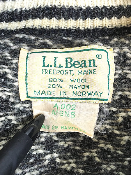 古着 80s ノルウェー製 LL Bean バーズアイ ヘビー ウール ニット