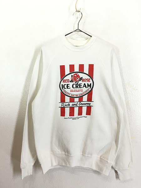 古着 80s USA製 RED ROSE ICE CREAM アイス 企業 ロゴ スウェット