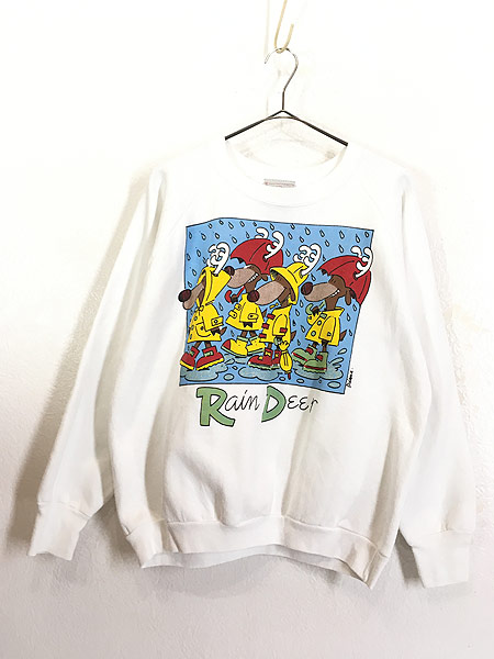 古着 80s USA製 「Rain Deer」 トナカイ ポップ アート スウェット